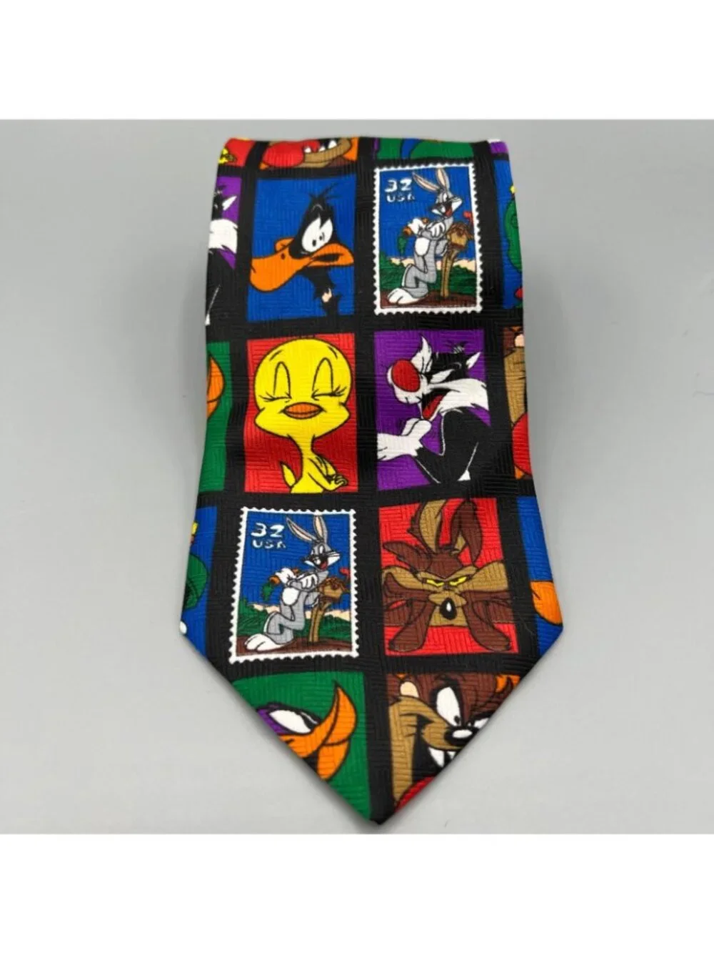 Vintage 90s NWT Deadstock Looney Tunes X Postal Service Stamp Collection Necktie